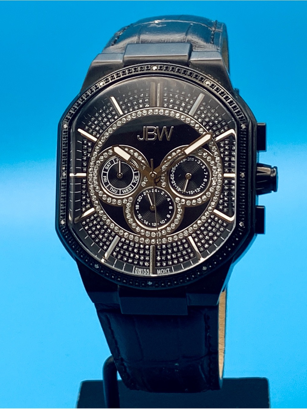 JBW ORION J6342D Men’s Swiss Quartz Wristwatch .12 Ctw Diamonds Working New Batt